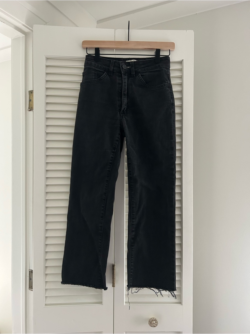 Acne Jeans Tube Cash Black Slim Straight Jeans Women’s 27 Raw Hem Stretch